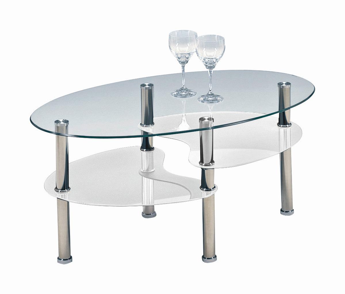 Ovalna Klubska Miza Saba, Bela, Steklo - Moderno, steklo (90/45/55cm) - Modern Living