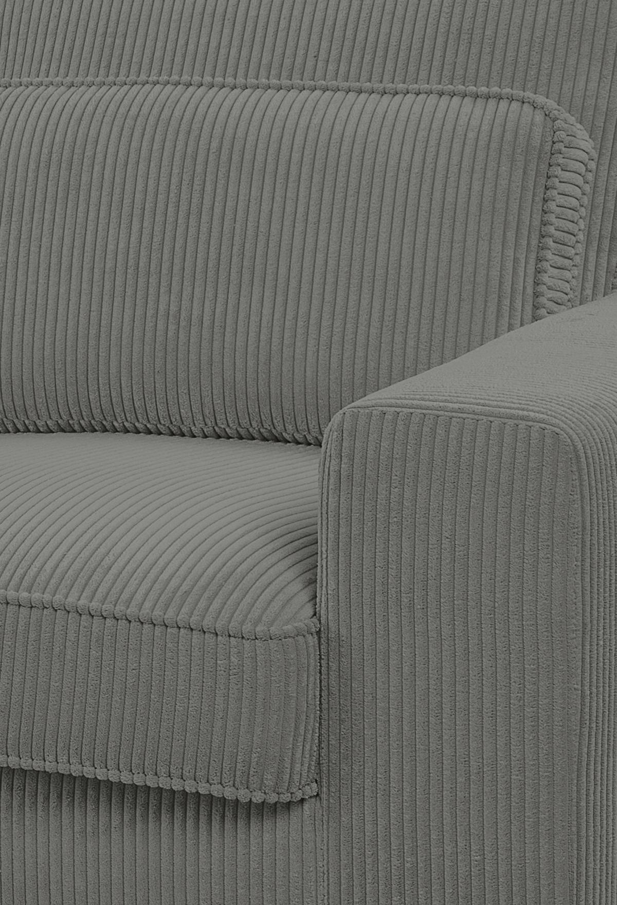 Ecksofa Bolivia Grau Cord - Beige/Schwarz, Basics, Holzwerkstoff/Textil (276/183cm) - MID.YOU