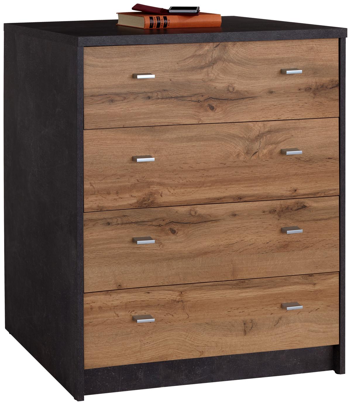 Komoda 4-You Yuk06 - siva/barve hrasta, Moderno, leseni material (74/85.4/44.3cm) - Mömax