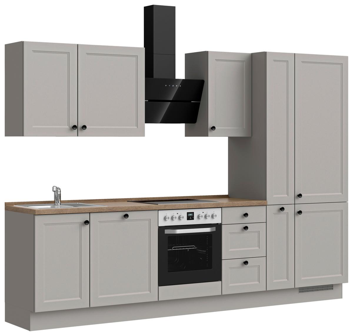 Küchenblock Cascada High m. Geräten Grau - Eiche dunkel/Schwarz, MODERN, Holzwerkstoff/Metall (300cm) - Nobilia