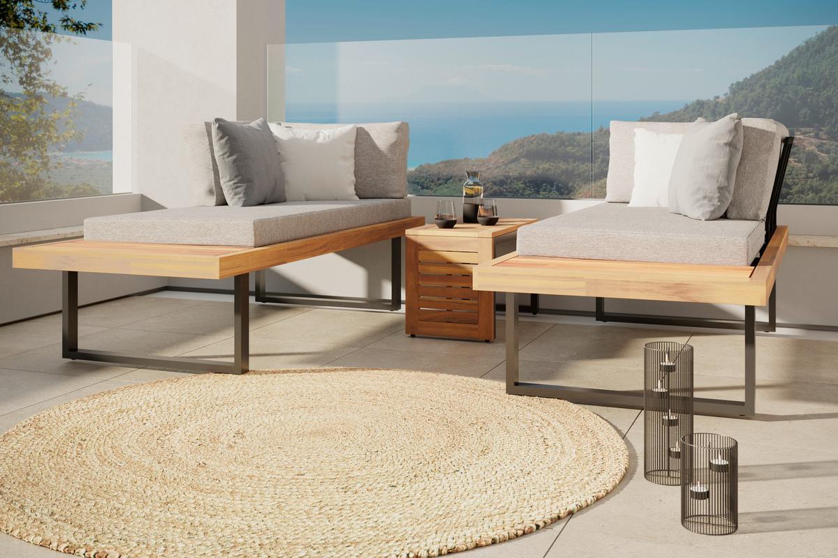 Lounge Garnitura Adam, Akacija, Siva, 3-Delno - siva, Moderno, kovina/les (175/71/68cm) - Mömax