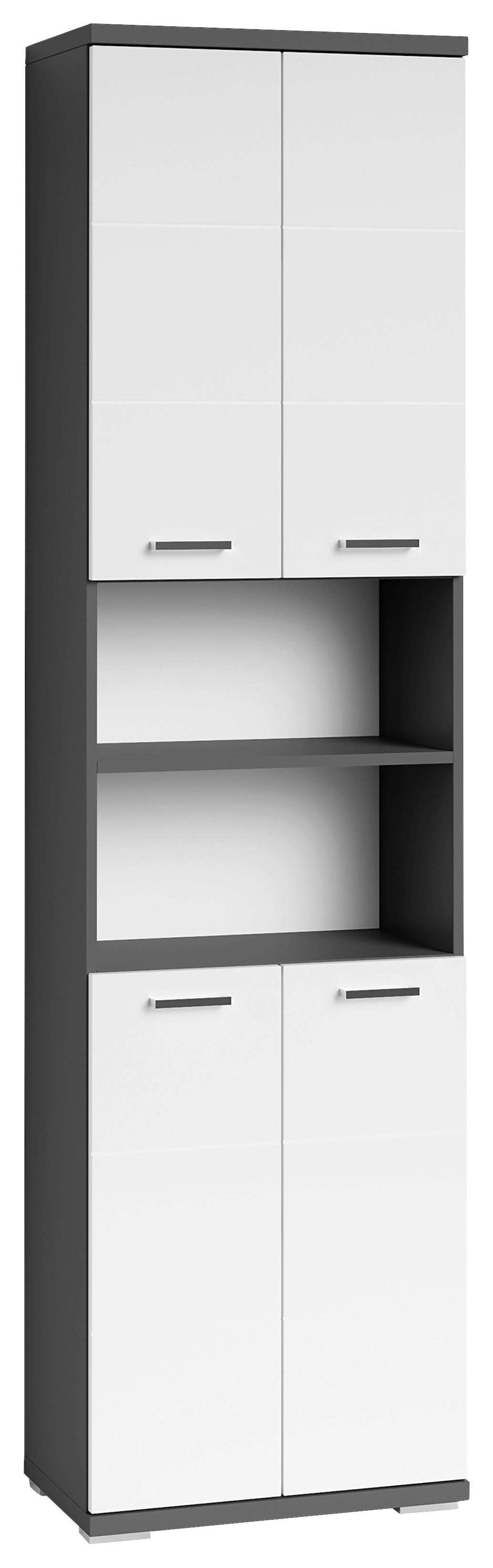 HOCHSCHRANK Nebraska06 B: 50cm Weiß - Chromfarben/Weiß Hochglanz, MODERN, Holzwerkstoff/Kunststoff (50/192/31,5cm) - MID.YOU