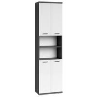 HOCHSCHRANK Nebraska06 B: 50cm Weiß - Chromfarben/Weiß Hochglanz, MODERN, Holzwerkstoff/Kunststoff (50/192/31,5cm) - MID.YOU