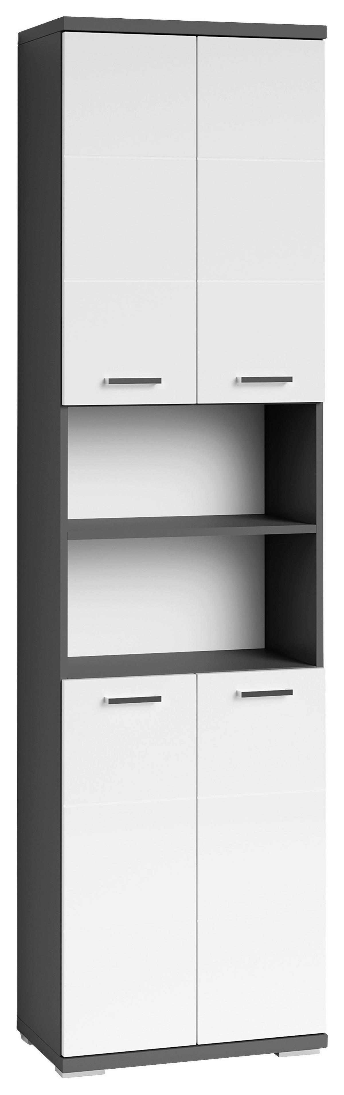 HOCHSCHRANK Nebraska06 B: 50cm Weiß - Chromfarben/Weiß Hochglanz, MODERN, Holzwerkstoff/Kunststoff (50/192/31,5cm) - MID.YOU
