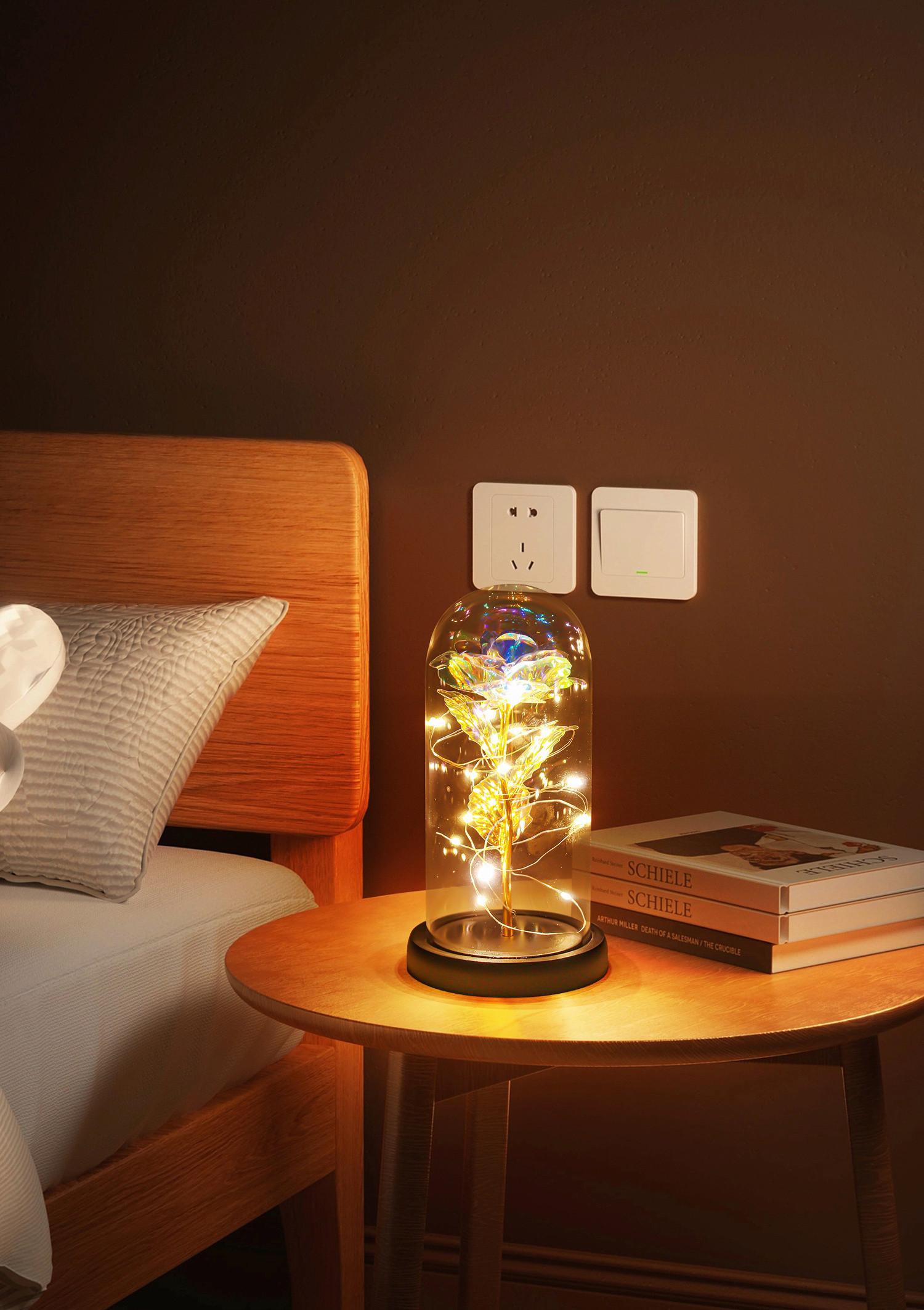 LED-DEKORATIONSLAMPA FLOWI - svart/transparent, Modern, plast (11/21cm) - Mömax