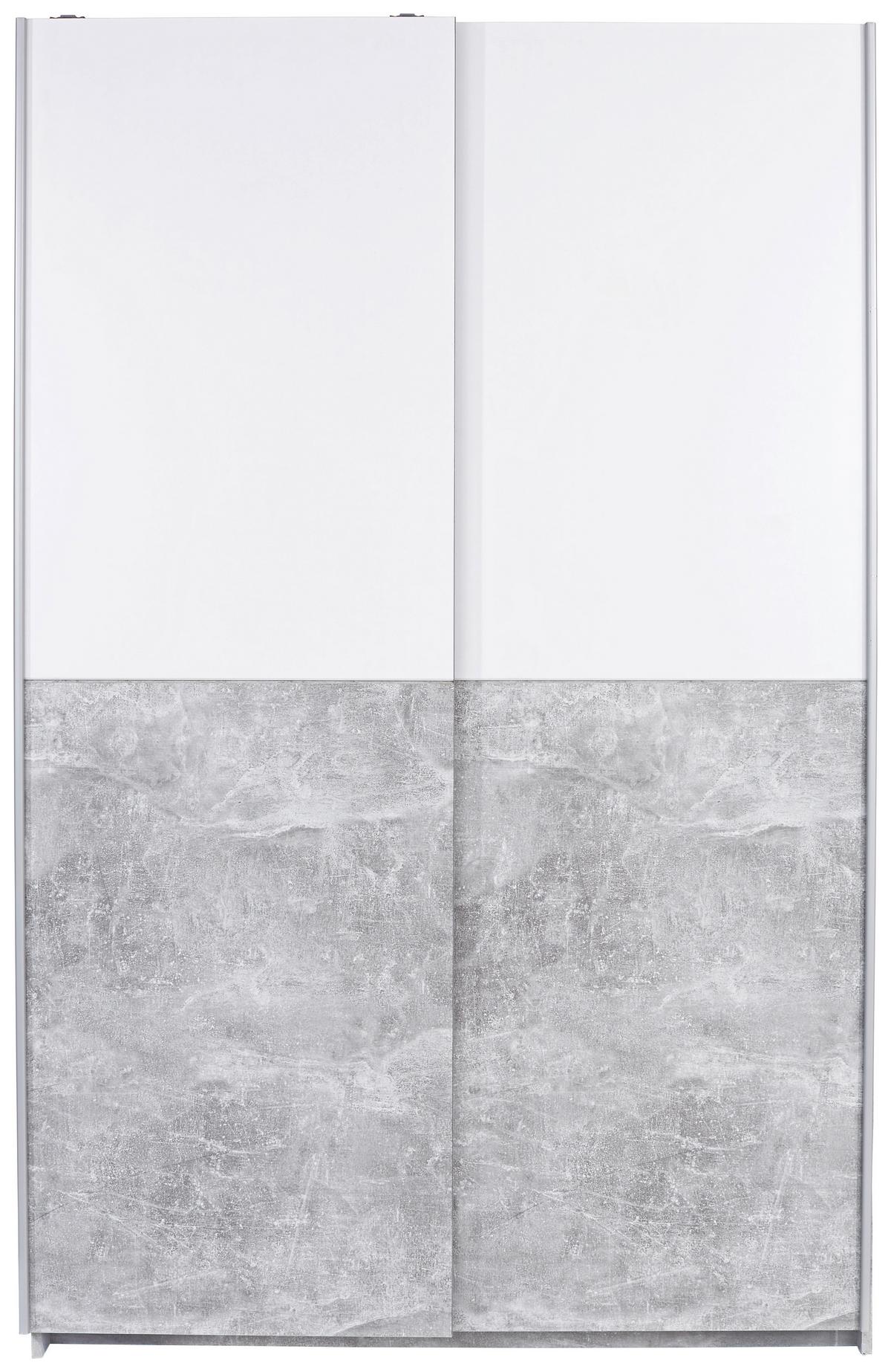 Ormar S Kliznim Vratima Victoria 1 - bijela/siva, Moderno, drvni materijal/metal (125/196/62cm) - Based