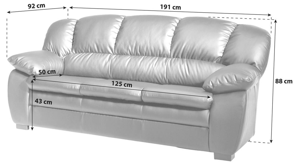 Dreisitzer-Sofa "Casino I" , schwarz - Schwarz, KONVENTIONELL, Kunststoff/Textil (177/88/92cm) - MID.YOU