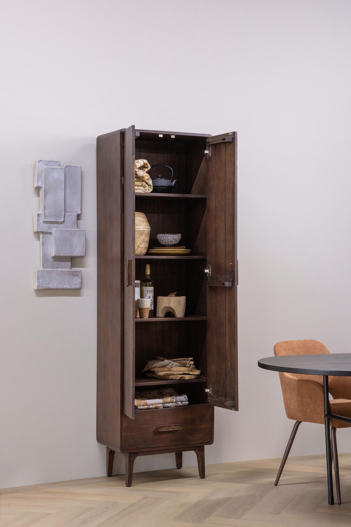 Mehrzweckschrank Liya Mangoholz - Dunkelbraun, Design, Holz (60/200/35cm) - Livetastic