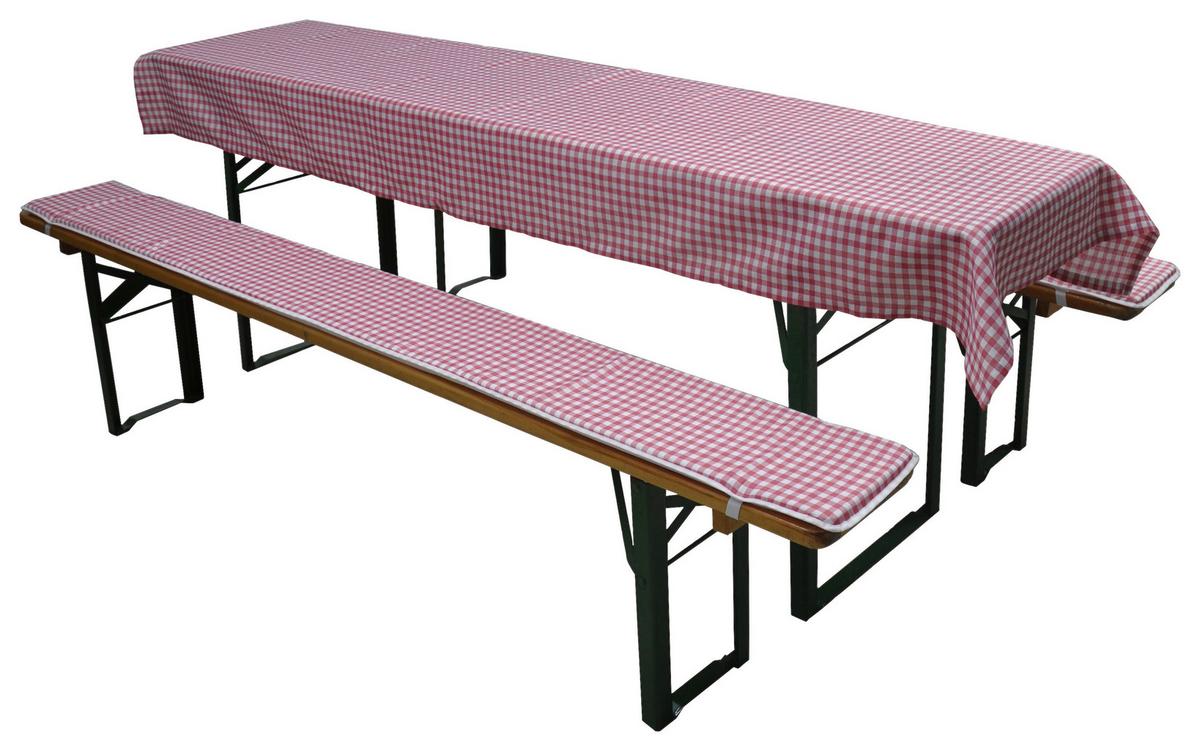 Bierbankauflage 3-tlg. Rot/Weiß - Rot/Weiß, Basics, Textil (25/90/2/220/240cm) - Gardenson