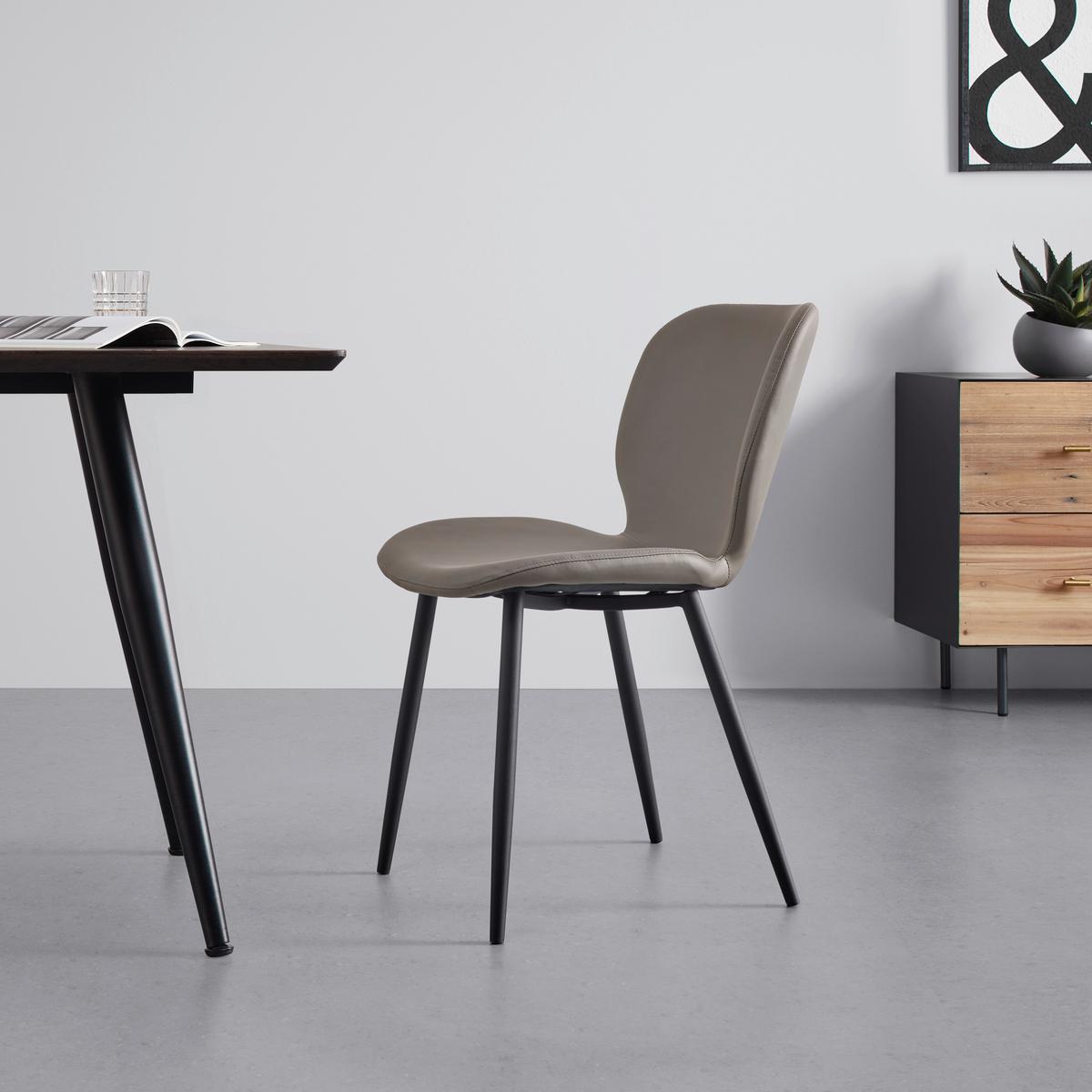 KRZESŁO IERY - czarny/taupe, Modern, metal/drewno (46/83/54cm) - Bessagi Home