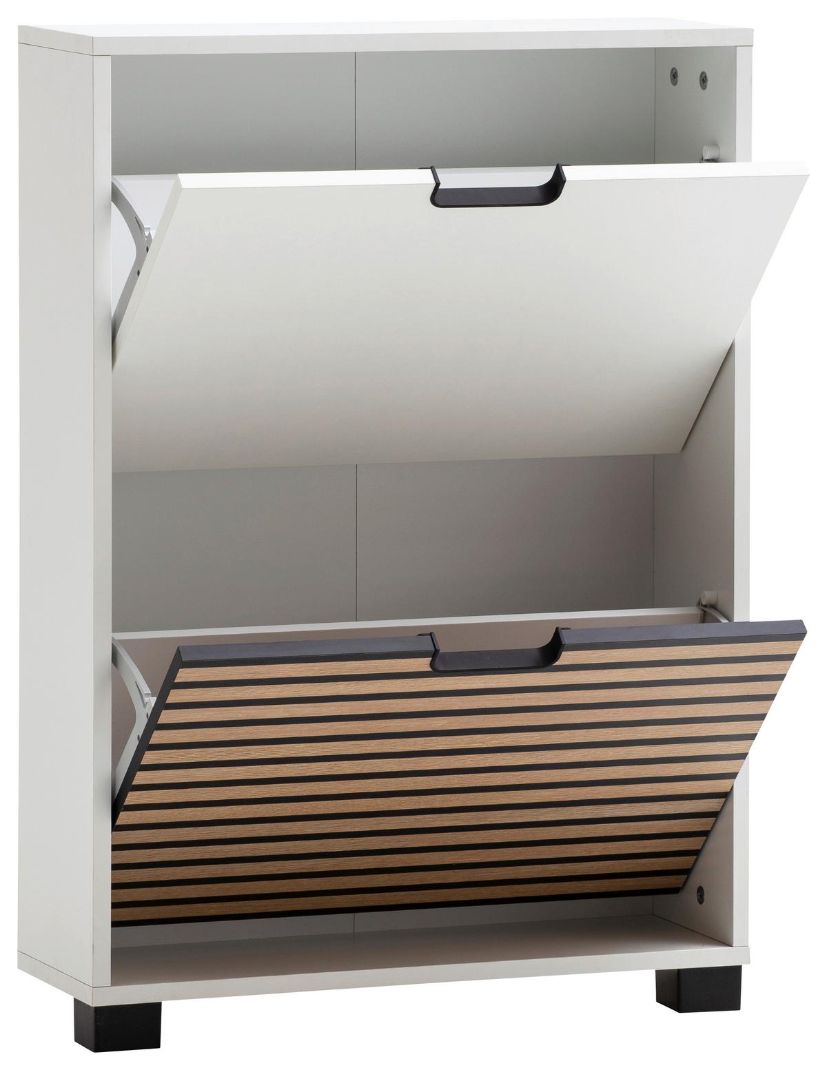 Omara Za Čevlje Ryker, Bela, Barva Hrasta - črna/barve hrasta, Design, umetna masa/leseni material (59,8/85,2/19,55cm) - MID.YOU