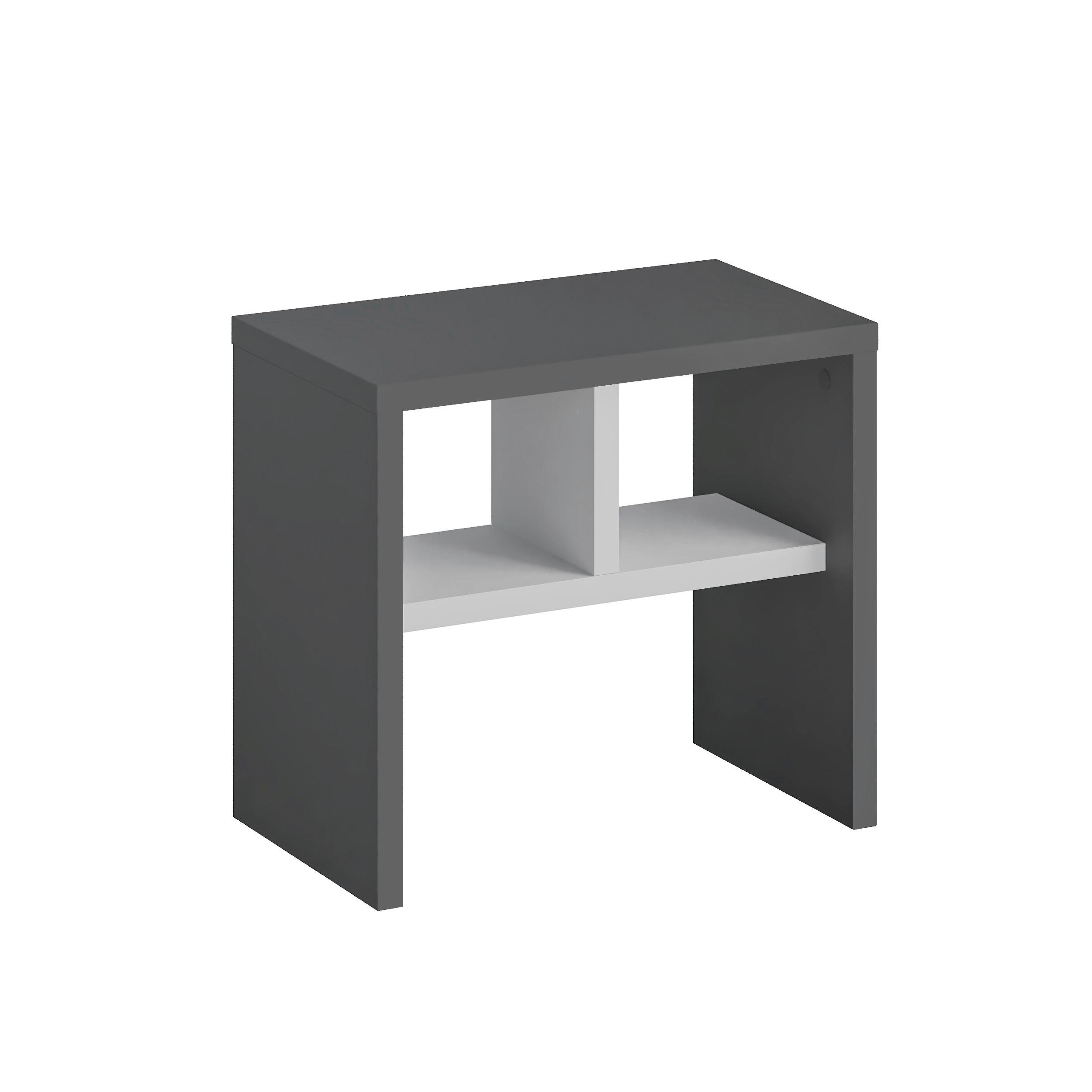 Mizica Komoti, Antracit, Bela - bela/antracit, Design, leseni material (50/29,5/45cm) - Livetastic
