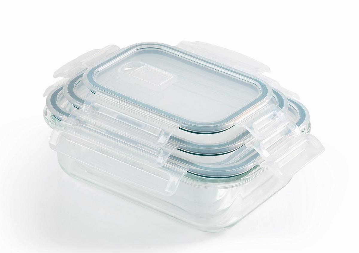 ZESTAW POJEMNIKÓW NA ŻYWNOŚĆ 13755 - zielony/przezroczysty, Basics, tworzywo sztuczne/szkło (19,6/14,5/6,6cm) - GOURMETMAXX