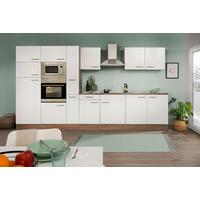 Küchenzeile Economy o. Geräte Weiß/Eiche B: ca. 360 cm - Edelstahlfarben/Eichefarben, Basics, Holzwerkstoff/Metall (360cm) - Respekta