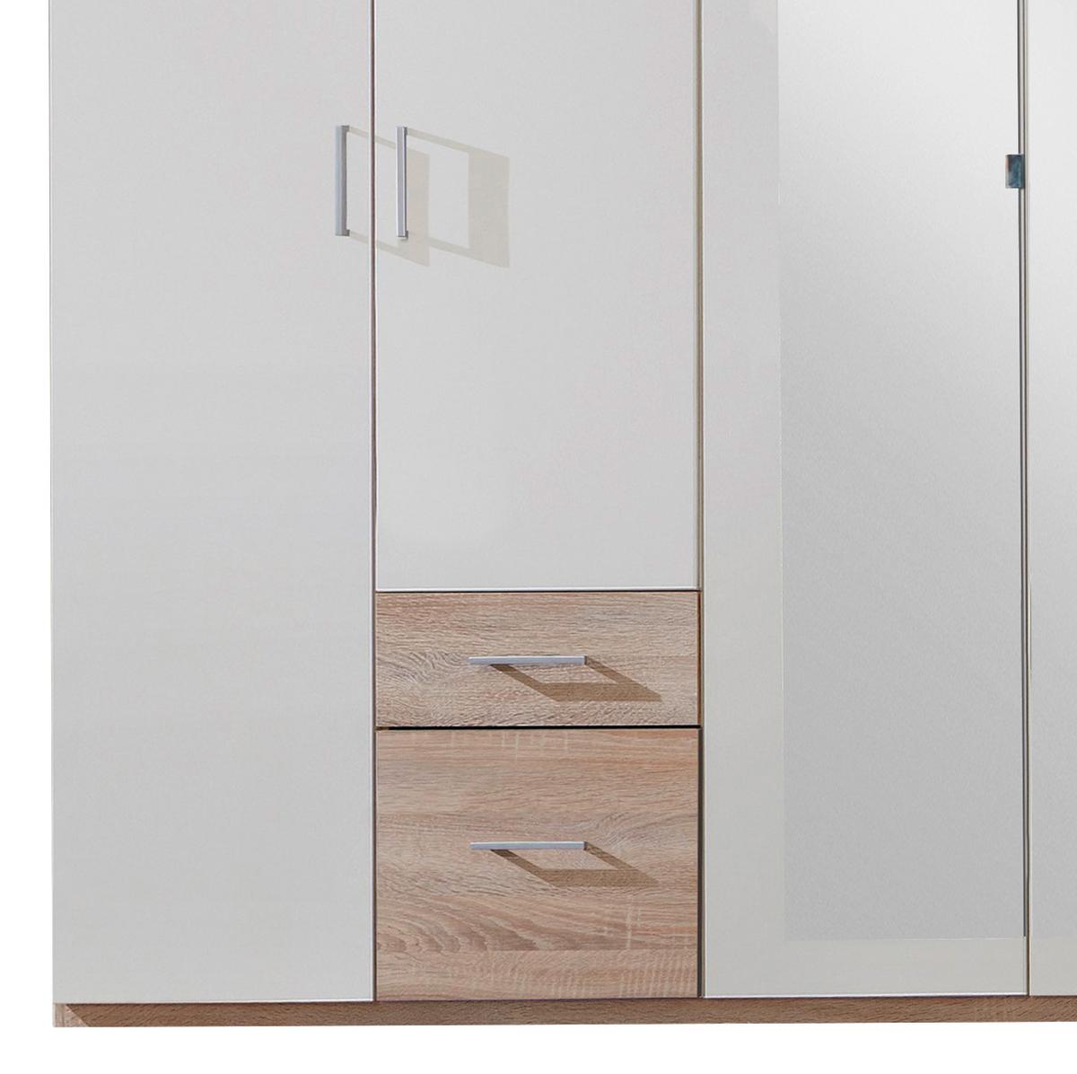 Ormar S Klasičnm Vratima Freiburg - bijela/srebrne boje, Design, staklo/drvni materijal (270/210/58cm) - Modern Living