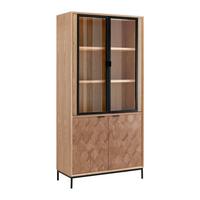 vitrine MILANO - Eschefarben/Schwarz, Modern, Glas/Holz (90/186/40cm) - Bessagi Home