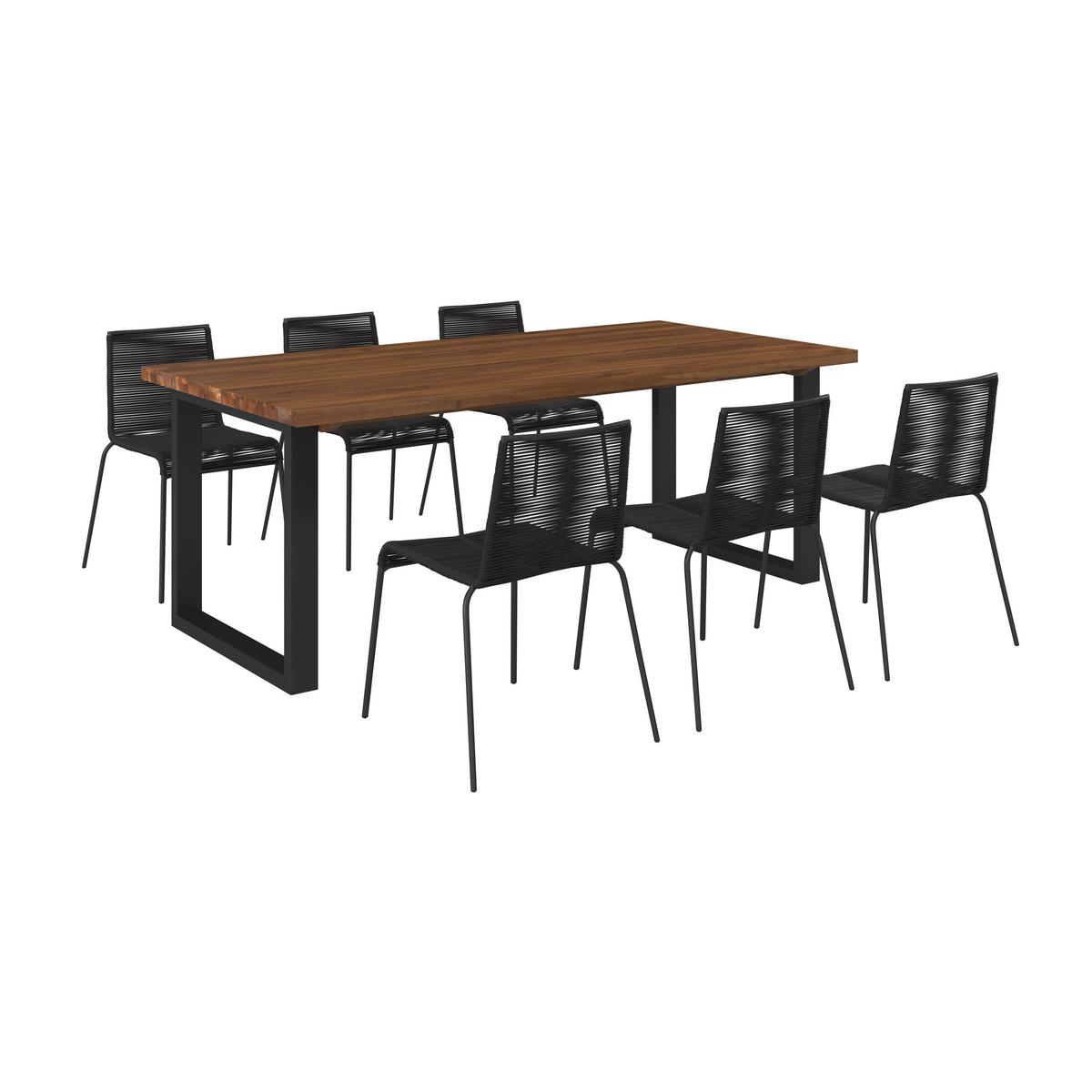 Gartenset Suna Schwarz aus Holz/Textil/Metall - Schwarz/Teakfarben, Modern, Holz/Textil - Bessagi Garden