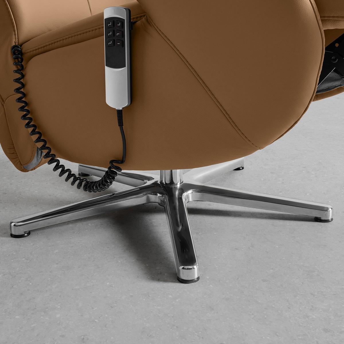 Relaxsessel Sitting 2 Haselnussfarben - Chromfarben/Haselnussfarben, MODERN, Leder (70/111/80cm) - Premium Living