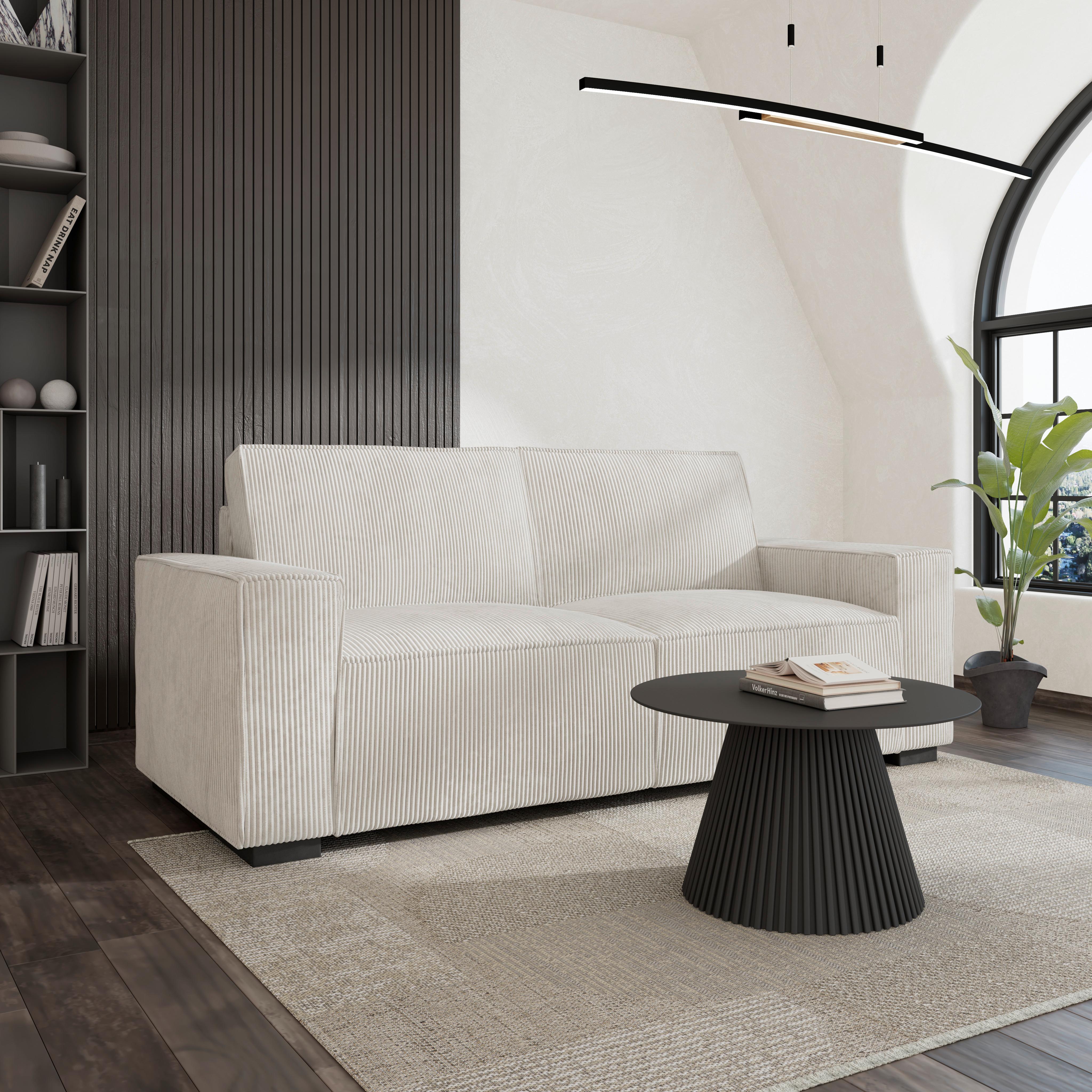 Zofa Liam, Bela - črna/bela, Moderno, umetna masa/tekstil (210/84/90cm) - Bessagi Home