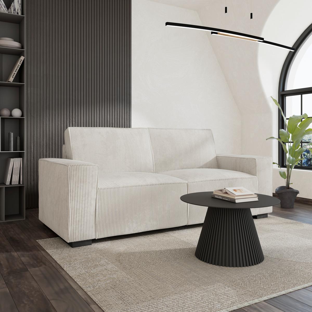 Zofa Liam, Bela - črna/bela, Moderno, umetna masa/tekstil (210/84/90cm) - Bessagi Home