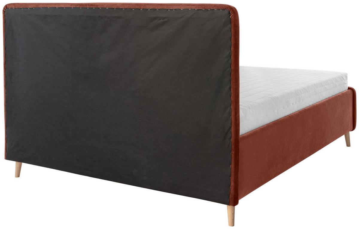 Tapecirani Krevet Rubby - boje hrđe/boje bukve, Moderno, drvni materijal/drvo (140/200cm) - Based