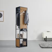 Ansamblu de hol PANELO -EXKLUSIV- - culoare natur/negru, Modern, materiale naturale/metal (44/186/34cm) - Modern Living