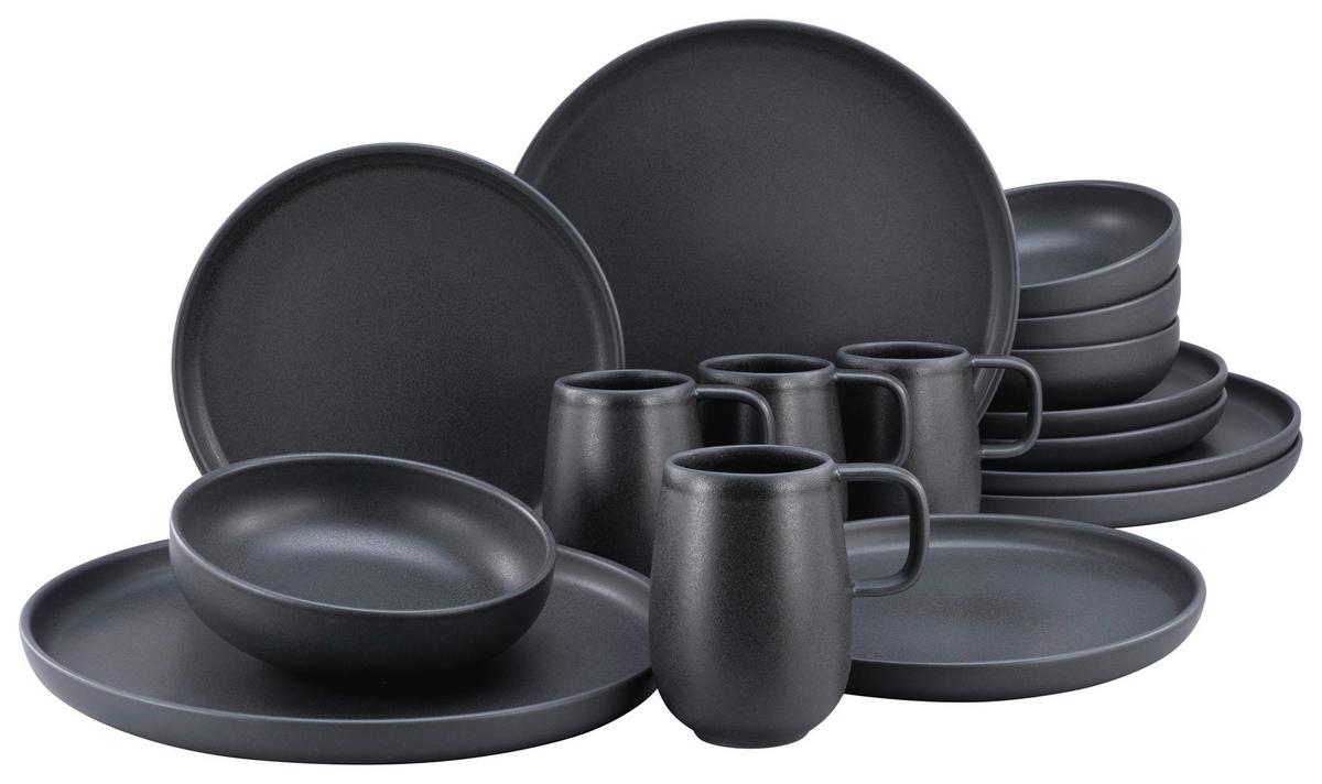 Kombinirani Servis Uno Black, 16-Delni - črna, Moderno, keramika - Creatable