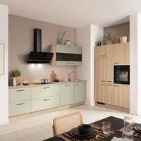 Einbauküche IP1200/2200 o. Geräte Eichefarben - Eichefarben/Schwarz, MODERN, Holzwerkstoff/Metall (280/150cm) - Impuls