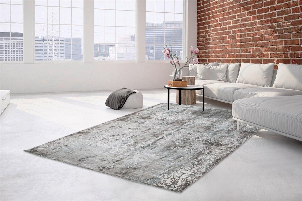 Vintage-teppich Ocean 200 Türkis 170x240 - Türkis/Grau, Basics, Textil (170/240cm) - Kayoom