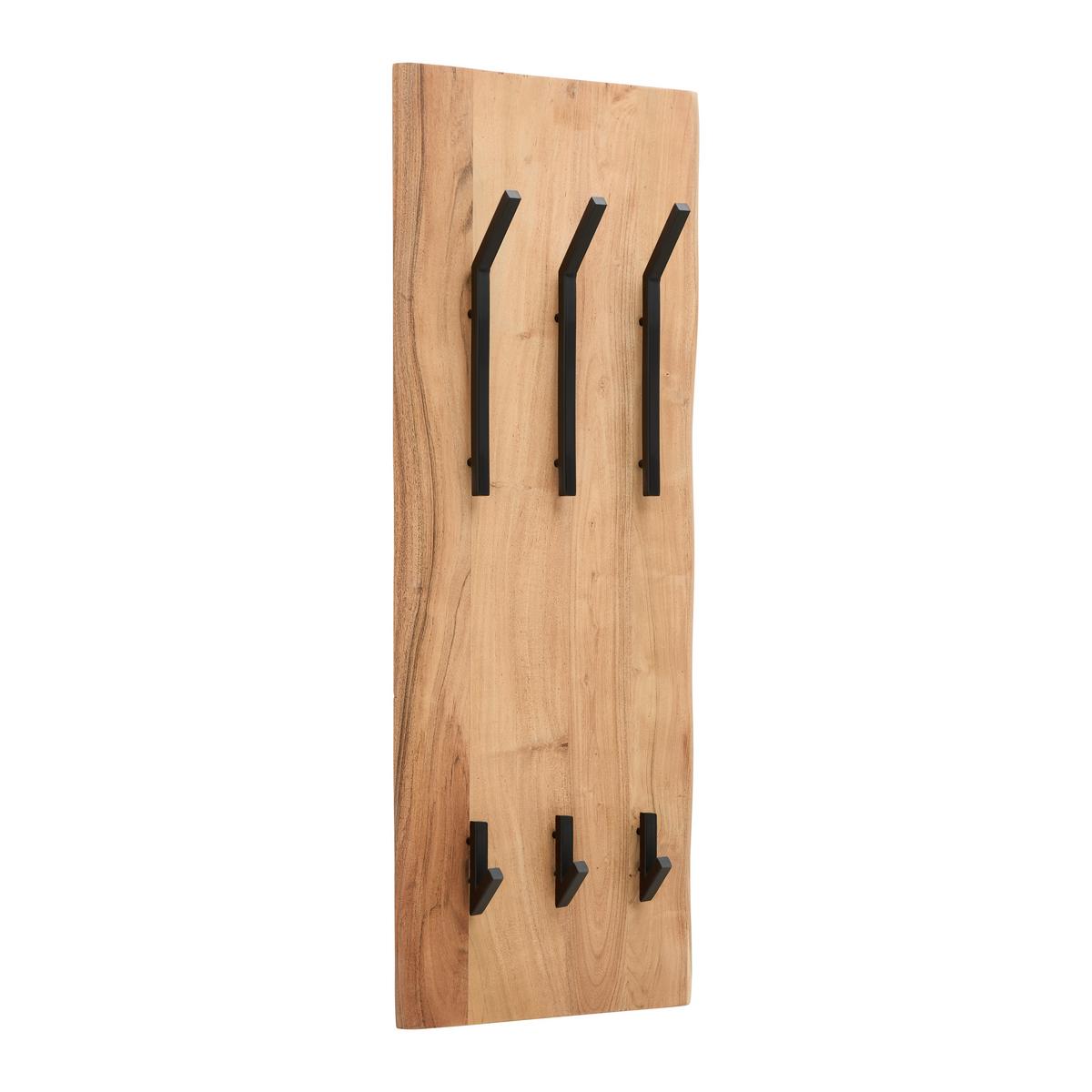 Wandgarderobe Rivera 6 Schwarz/Akaziefarben - Schwarz/Akaziefarben, KONVENTIONELL, Holz/Metall (36/100/12cm) - Mömax