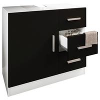 Waschbeckenunterschrank Zalo XL ca. 63x58x30cm Weiß/Schwarz - Schwarz/Grau, MODERN, Holzwerkstoff/Kunststoff (63/55,8/30cm) - MID.YOU