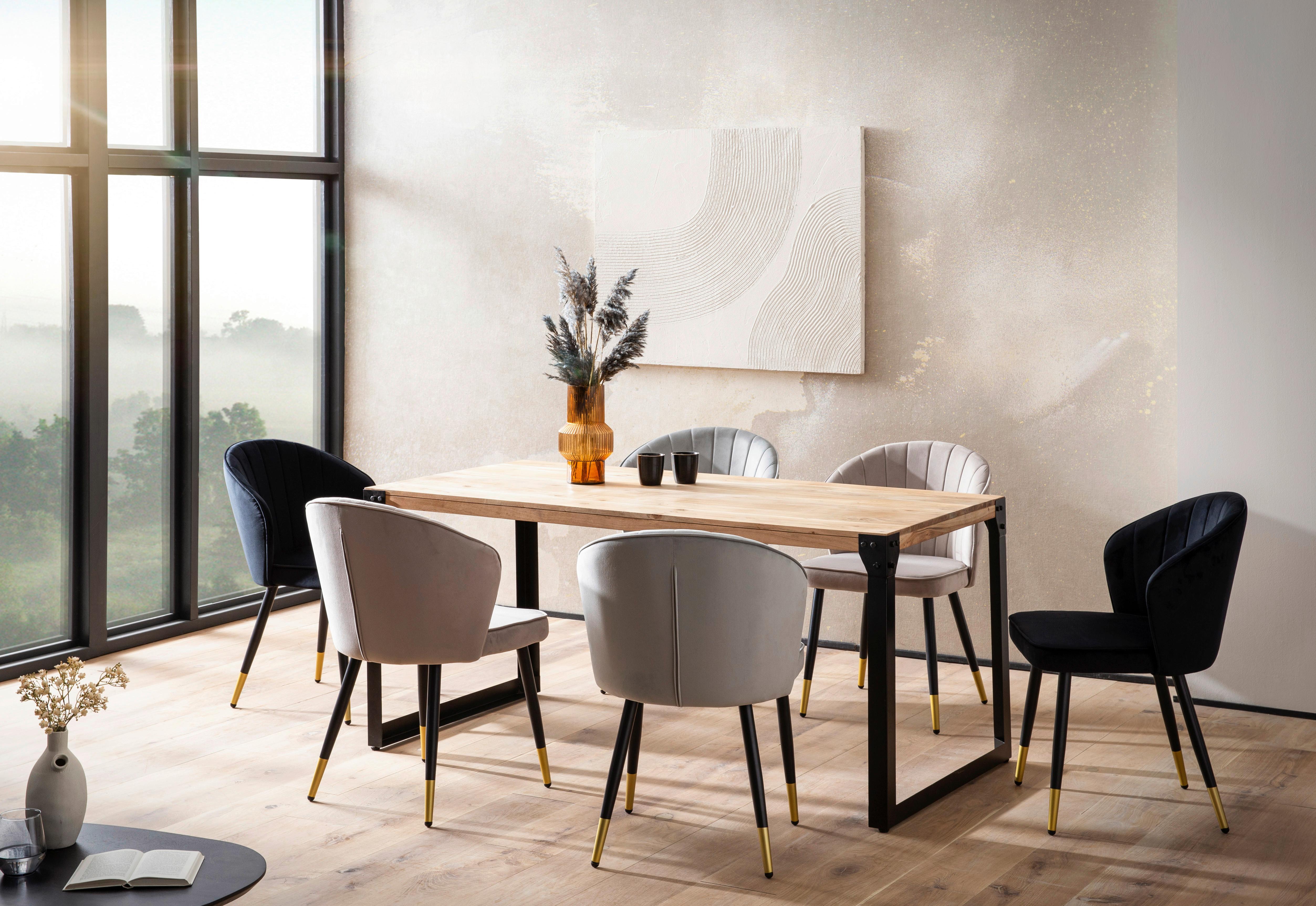 ESSTISCH WL7.046 - Schwarz/Akaziefarben, Design, Holz/Metall (120/76/60cm) - MID.YOU