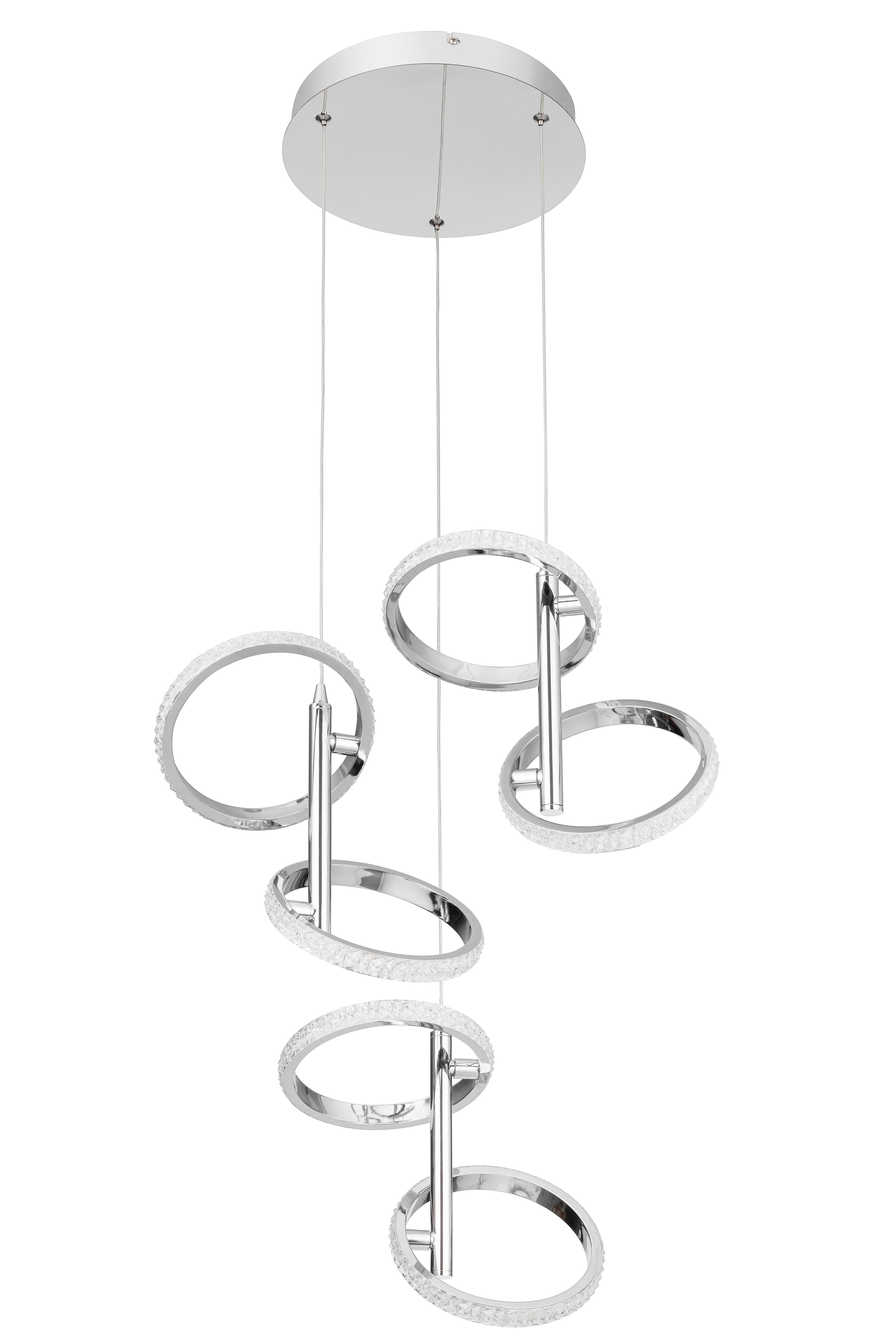 LED-HÄNGLAMPA RONG - kromfärg, Modern, metall/plast (45,5/45,5/120cm)