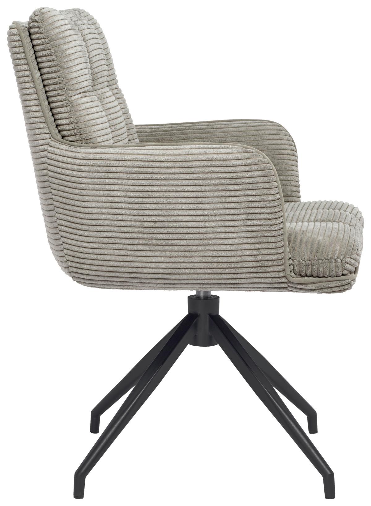 KRZESŁO Z PODŁOKIETNIKAMI POLLY -EXKLUSIV- - jasnoszary/czarny, Design, metal/tkanina (66/89/64cm) - Stylife