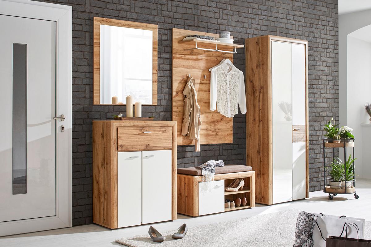 Garderobenschrank Weiss/Eiche - Weiss/Eichefarben, Konventionell (75/201/38cm) - Premium Living