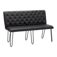 Sitzbank Ivie Schwarz Lederlook Gepolstert - Schwarz, MODERN, Holz/Textil (140/92/62cm) - Bessagi Home