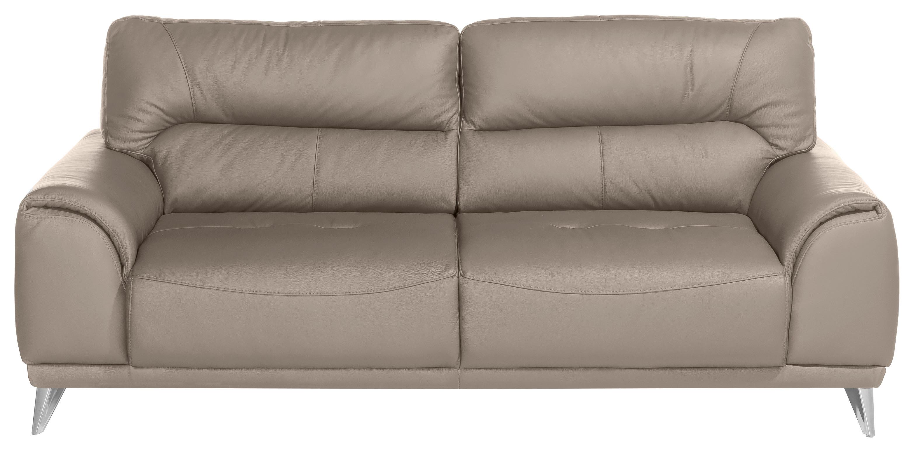 Dreisitzer-Sofa in Sandfarben ´FRISCO´ - Sandfarben/Chromfarben, MODERN, Textil/Metall (210/92/96cm) - MID.YOU