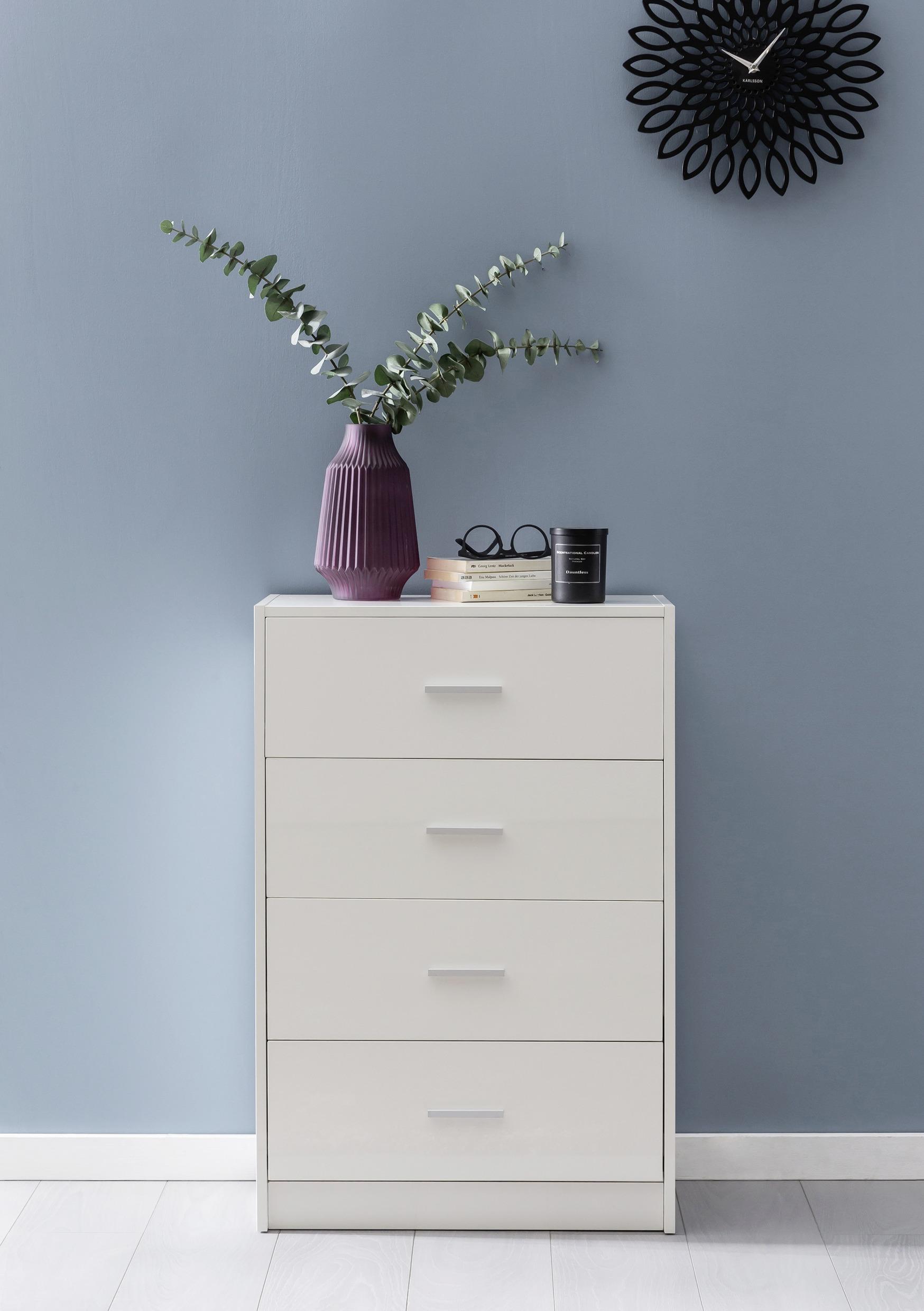 Visoka Komoda Highboard - bela/barve aluminija, Konvencionalno, kovina/leseni material (60/90/30cm) - MID.YOU