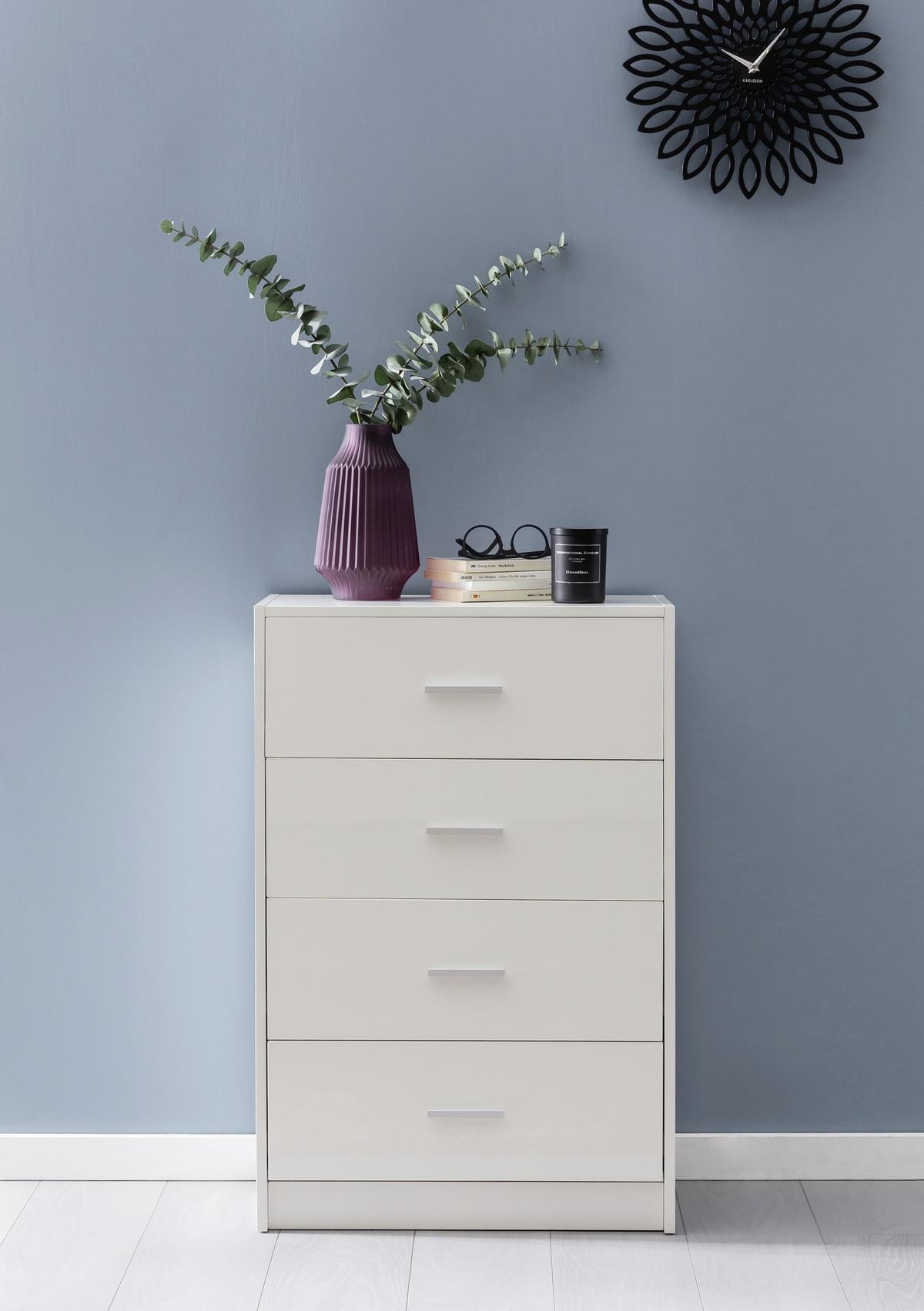 Visoka Komoda Highboard - bela/barve aluminija, Konvencionalno, kovina/leseni material (60/90/30cm) - MID.YOU