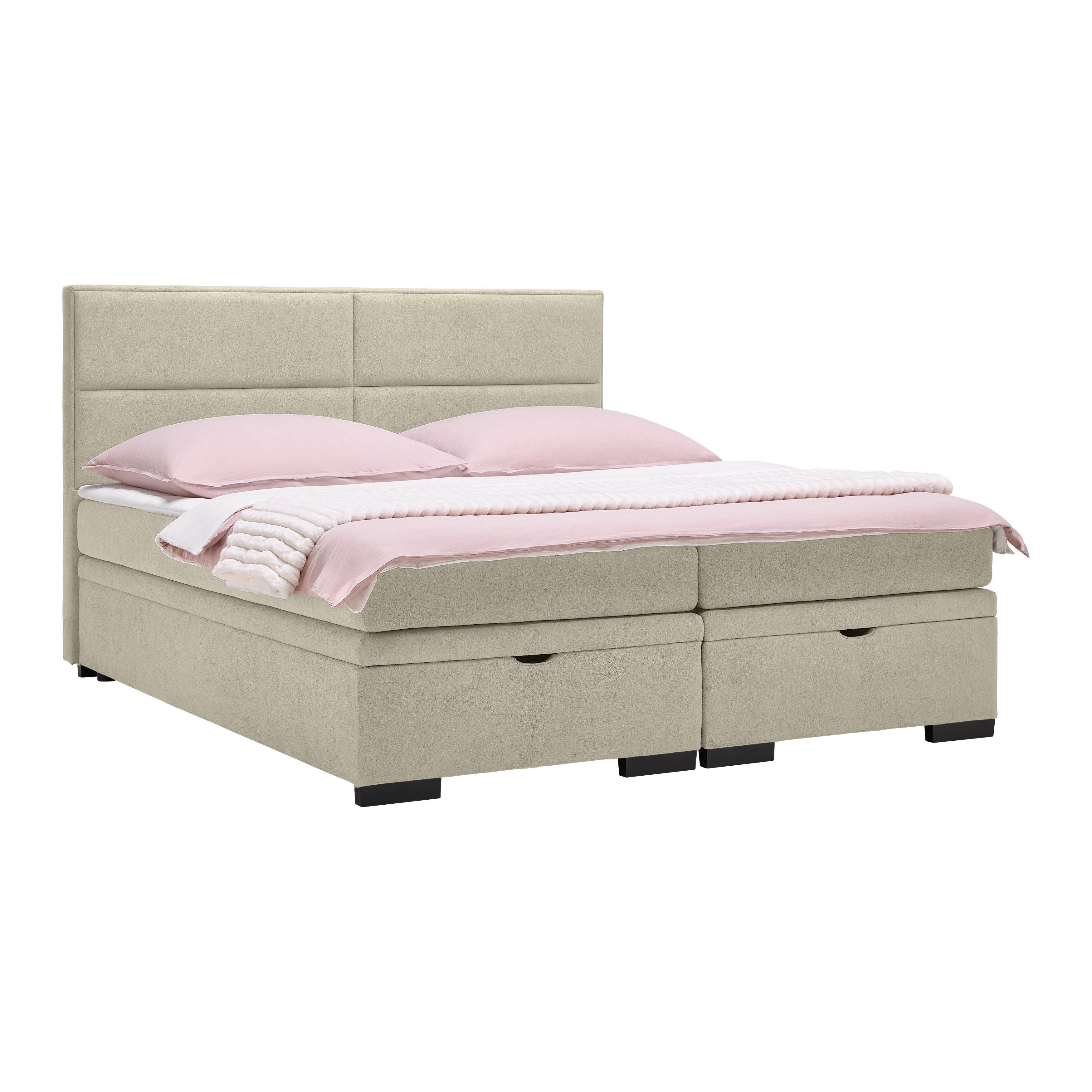 Boxspring Krevet Ethan - cappuccino/crna, Moderno, tekstil/plastika (160/200cm) - Premium Living