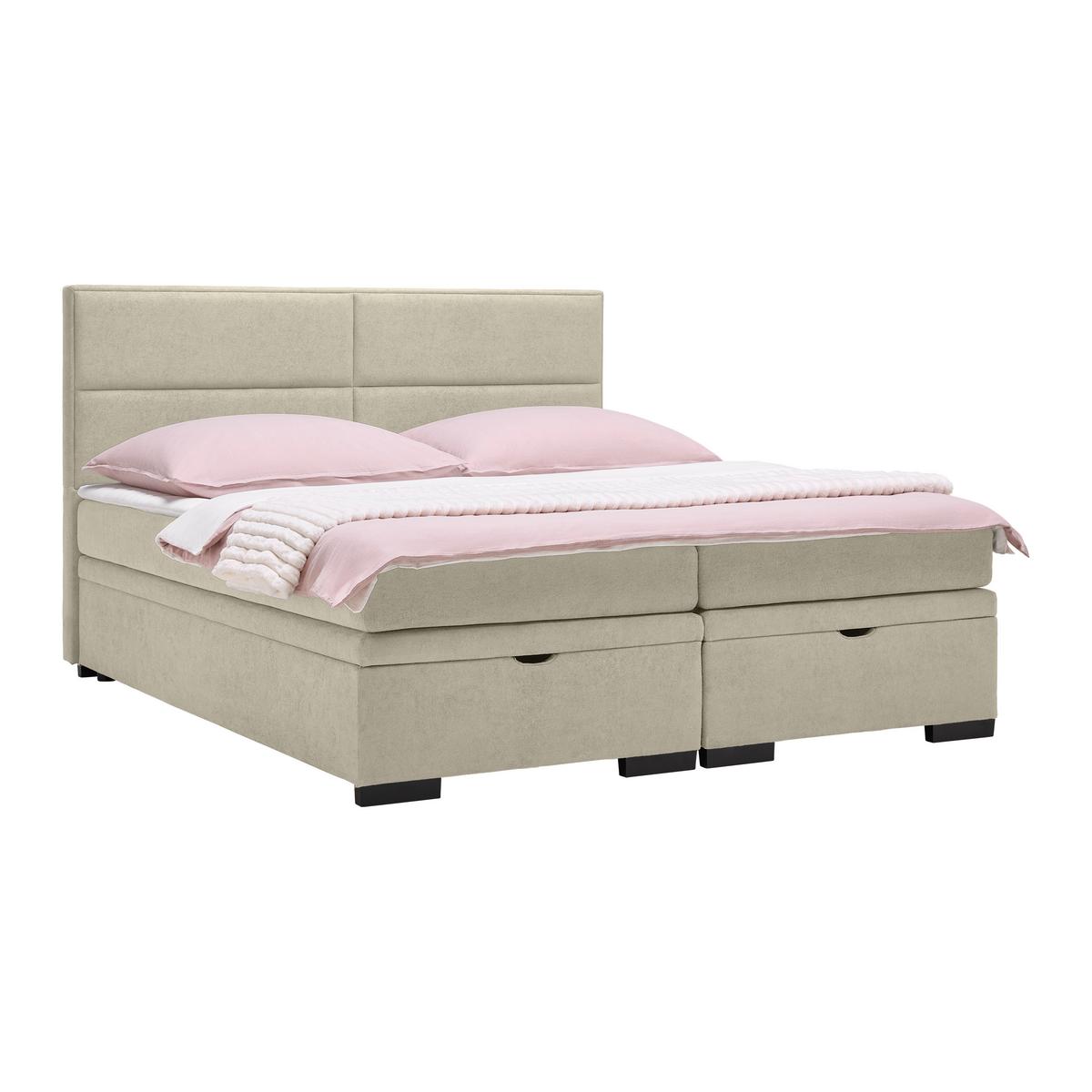 Boxspring Krevet Ethan - cappuccino/crna, Moderno, tekstil/plastika (160/200cm) - Premium Living