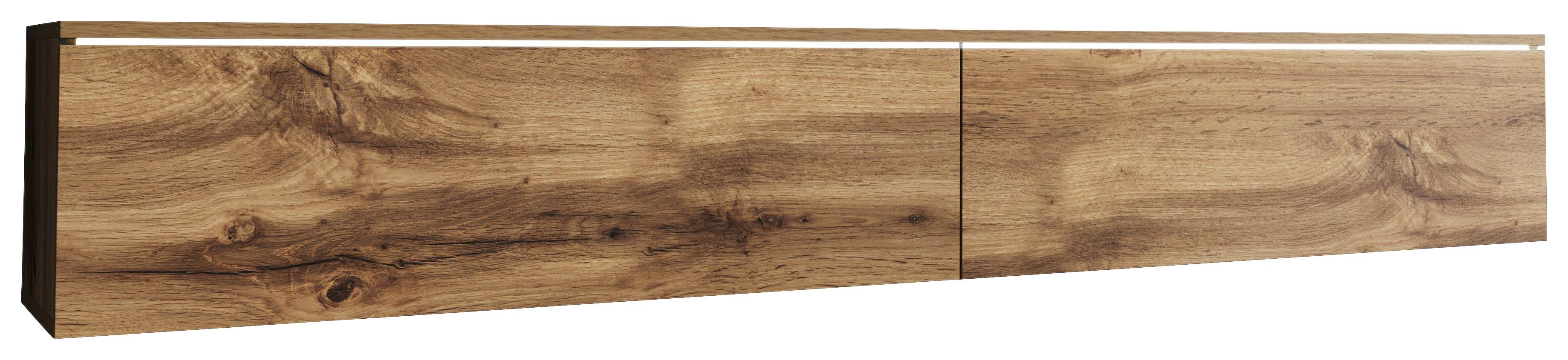 Lowboard ca. 180x30 cm mit LED Eiche Wotan - Eiche Wotan/Grau, LIFESTYLE, Holzwerkstoff/Kunststoff (180/30/33cm) - P & B