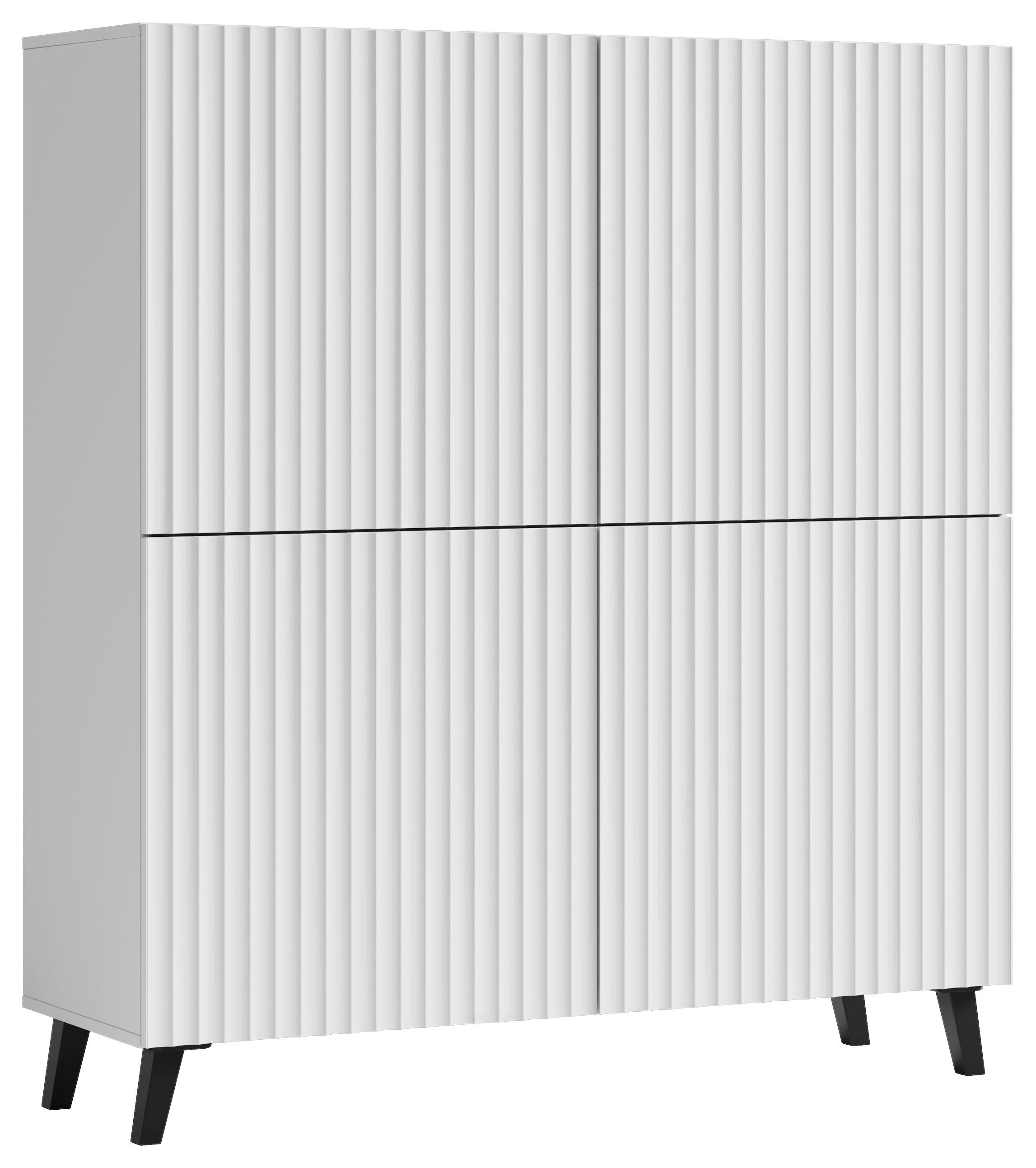 Highboard Phuket ca. 120x132 cm Weiß - Schwarz/Weiß, Design, Holzwerkstoff/Kunststoff (120/132/39,1cm) - Livetastic