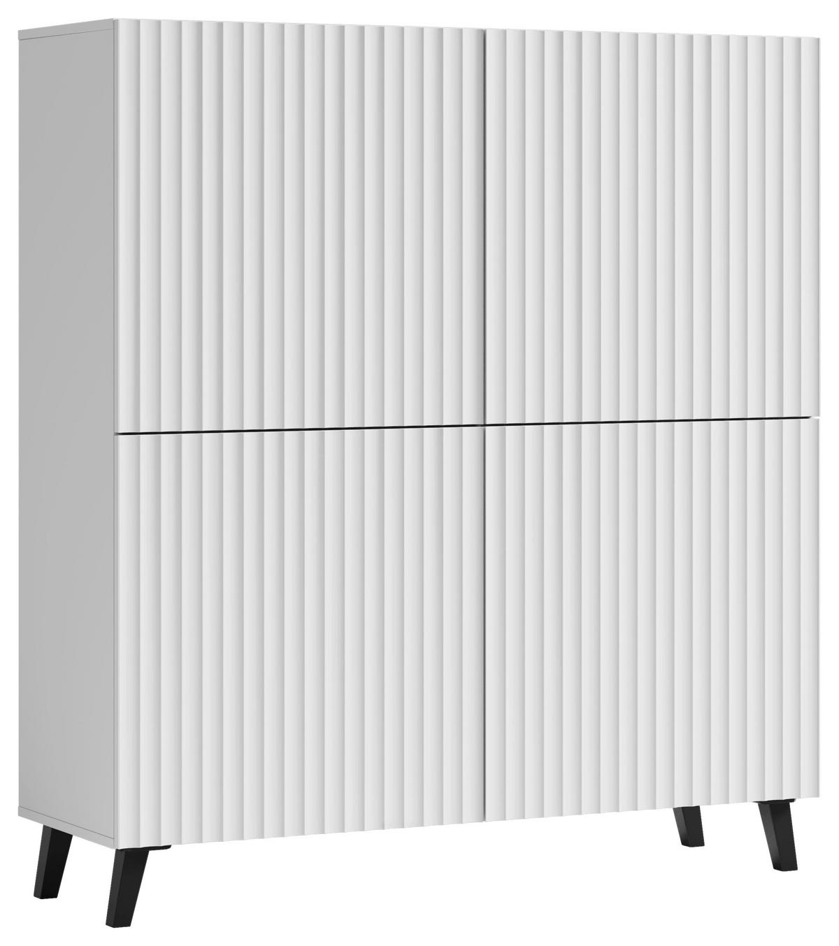 Highboard Phuket ca. 120x132 cm Weiß - Schwarz/Weiß, Design, Holzwerkstoff/Kunststoff (120/132cm) - Livetastic