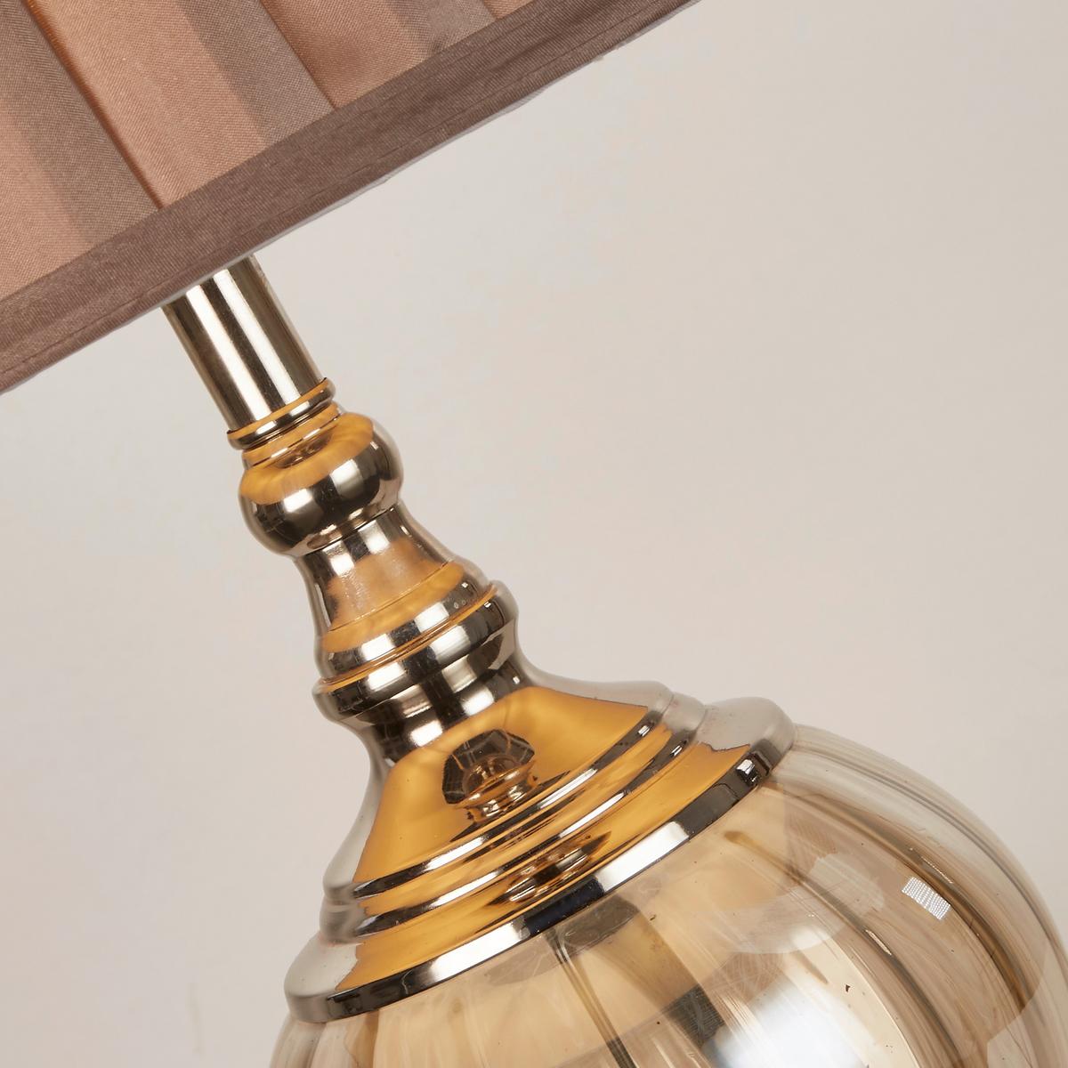 Asztali Lámpa Eu3721am Greyson - krómszínű/barna, Design, üveg/textil (38/68cm)