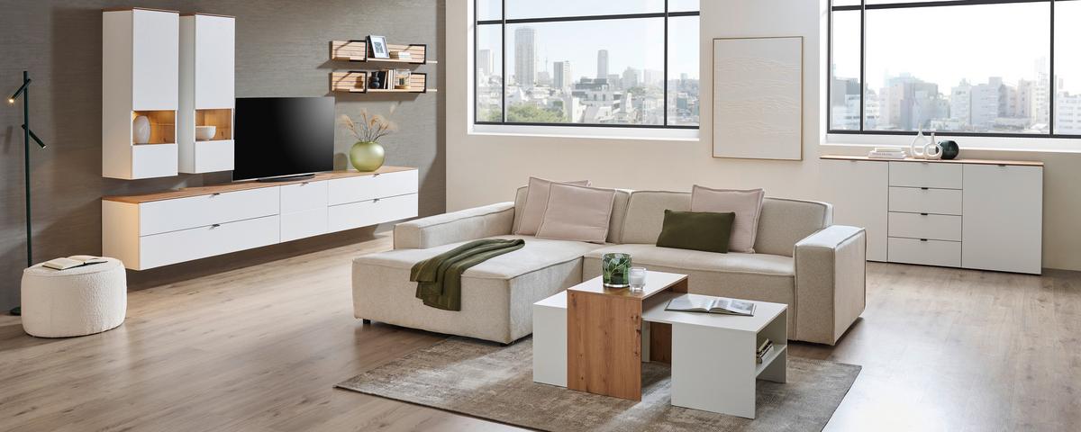 SZAFKA RTV DIANA   -HOM IN- - czarny/biały, Modern, materiał drewnopochodny/metal (140/62/44cm) - Hom`in