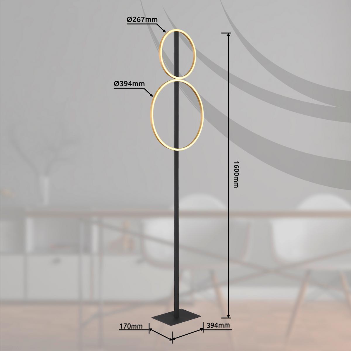 Led Podna Svjetiljka Luffy - bijela/zlatne boje, Design, metal/plastika (39/17/160cm) - Globo