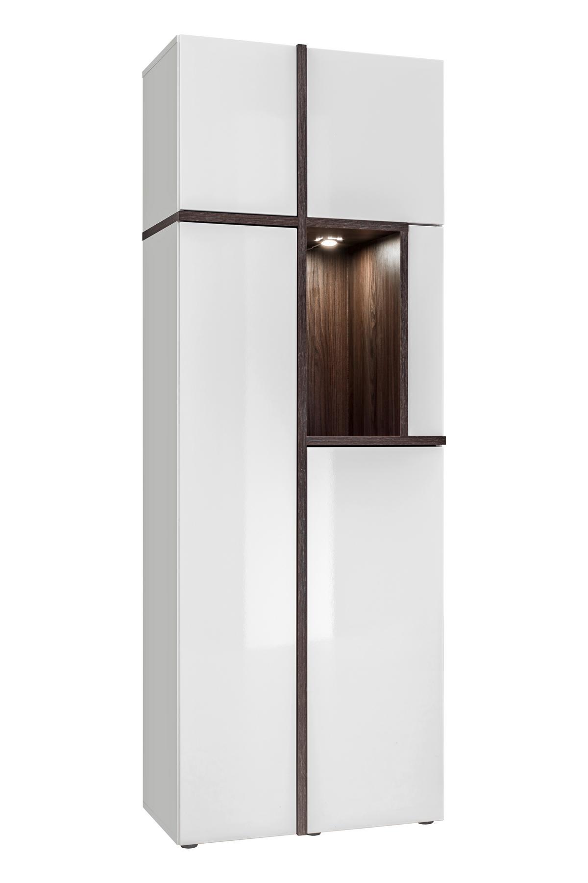 Wohnwand Cross Weiß/Ulmefarben - Ulmefarben/Weiß Hochglanz, MODERN, Holzwerkstoff/Kunststoff (330/195/50cm) - Premium Living