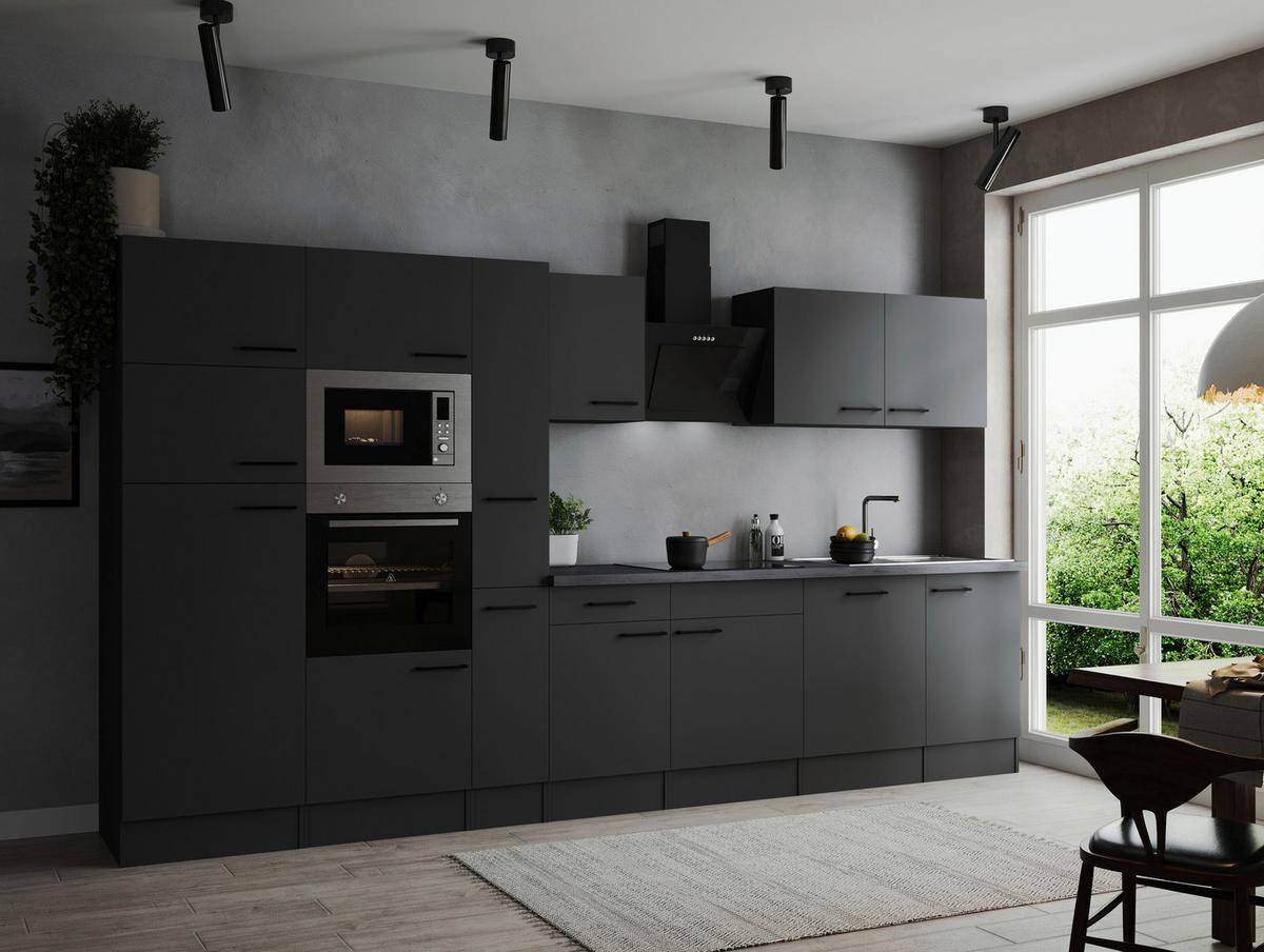 Kuhinjski Blok Z Aparati Oliver, 370cm - temno siva/črna, Design, kovina/leseni material (370cm) - Respekta