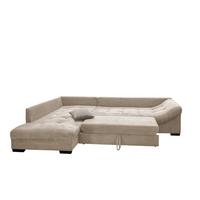 Sedežna Garnitura Alvito, Bež, Žamet, Ležišče - siva/črna, Design, tekstil/les (202/298cm) - MID.YOU